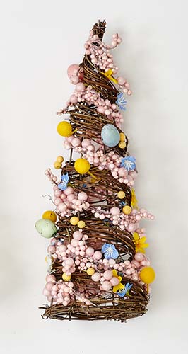 16" Twig Tree w/ Easter Eggs Berries and Flowers 