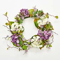 24" Purple & White Spring Flower & Seed Wreath