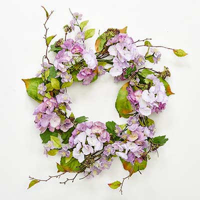 24" Purple Spring Flower & Seed Wreath
