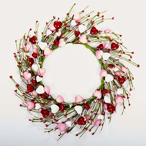 20" Valentine's Heart & Pips Wreath