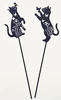 6" Iron Cat with Butterflies on 11" Stake, 2 Assorted