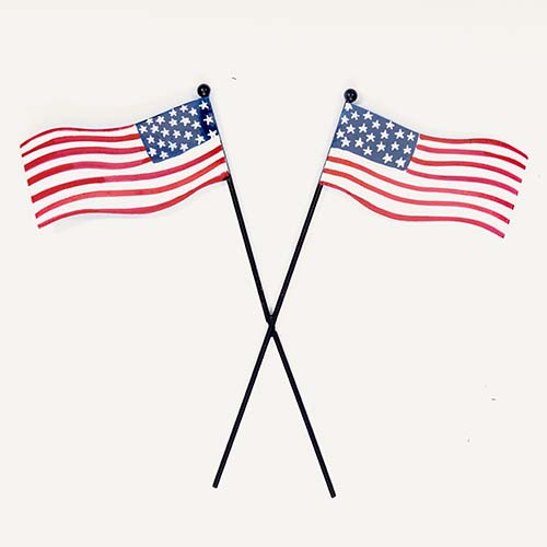 12" Iron Double American Flag Stake