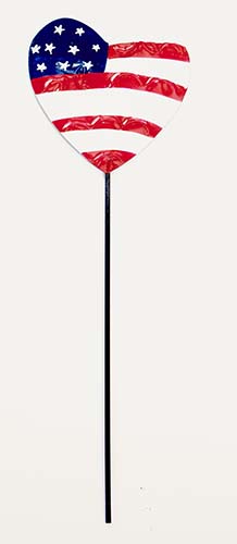 15" Iron Americana Flag Heart Shaped Stake