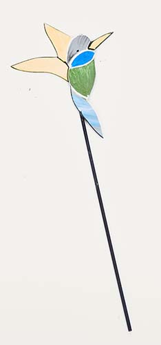 6" Iron Colorful Hummingbird on 9" Stake