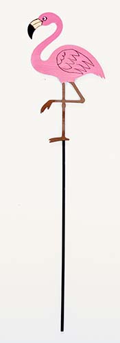 19" Iron Pink Flamingo Garden Stake