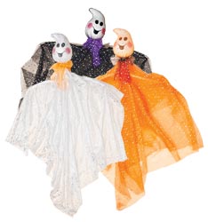 5' Hanging Ghost with Lighted LED Head