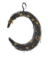 18" HANGING CRESCENT MOON WITH WHITE LIGHTS