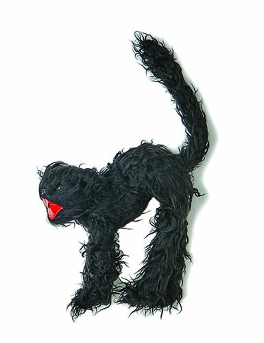 12" Scary Furry Black Cat