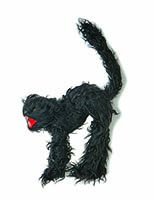 12" Scary Furry Black Cat