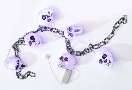 60" Purple Light Up Skull And Chain Garland 