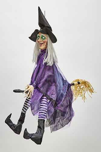 36" Animated Hanging Witch w/ Kicking Legs 