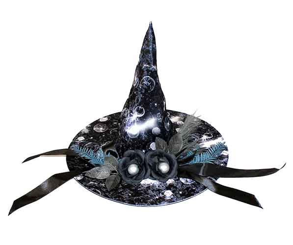12" Witch Hat w/ Black Flowers
