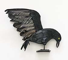 14" Halloween Tabletop Open Wing Crow