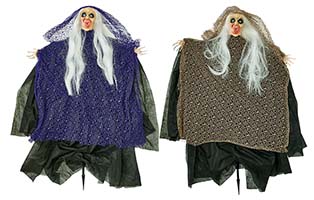 47" Halloween Light Up Witch on Stake with Fish Net, 2 Assorted