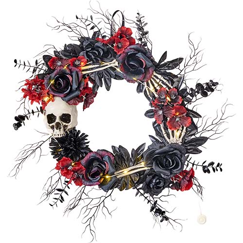 17" Halloween Wreath With Skulls
