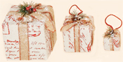 Snow Covered Gift Box w/ Burlap & Berry 
