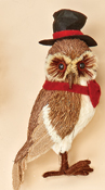 10" Standing Grassy Owl w/ Top Hat - CLOSEOUT