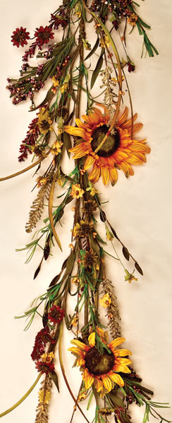 5' Mixed Fall Sunflower Garland