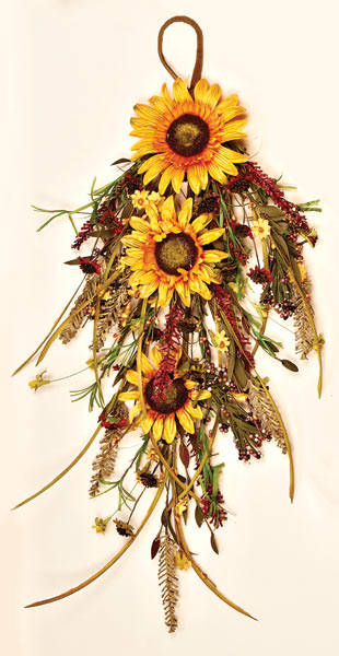 28" Mixed Fall Sunflower Teardrop