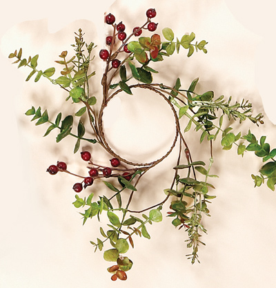 3" Eucalyptus Candle Ring w/ Berries