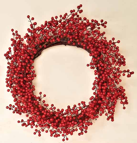 18" Weatherproof Berry Wreath on Twig Base