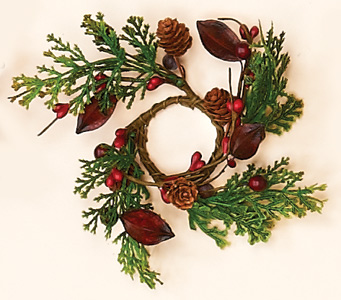 1.25" Princess Pine Berry Pod Candle Ring