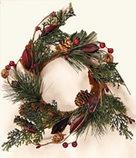 3" Pine Candle Ring w/ Berries & Pods