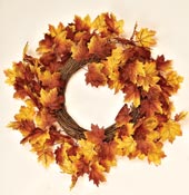 20" Maple Leaf Wreath on Twig Base, I.D 8"