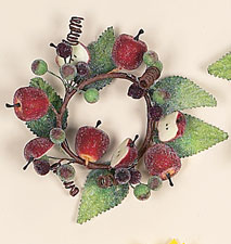 3" Sugared Apple & Grape Candle Ring
