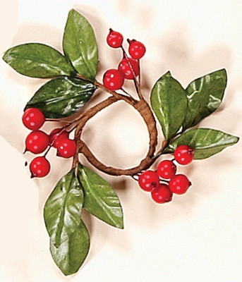1.25" Leaf & Berry Candle Ring