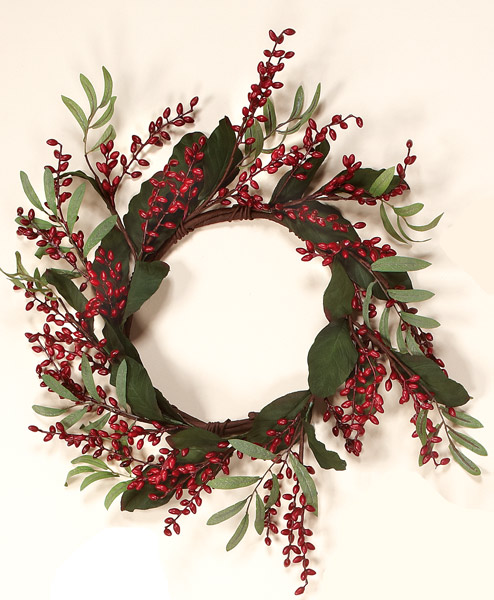 18" Laurel Leaf & Berry Wreath