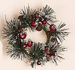 1.75" Iced Pine/Cone & Berry Candle Ring