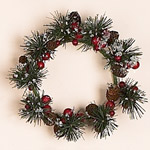 3.75" Iced Pine/Cone & Berry Candle Ring