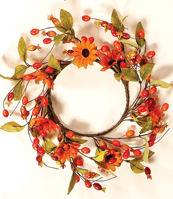 11" Fall Berry & Sunflower Wreath