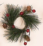 1.25" Pine/Berry Cone Candle Ring