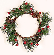 3.25" Pine Candle Ring w/Cones & Berries