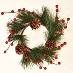 4.25" Pine, Cone & Berry Candle Ring