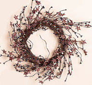 15" Pip Berry & Fabric Checked Stars Wreath