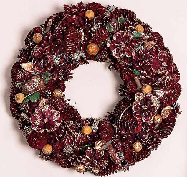 14" Gilded Pine Cone Wreath