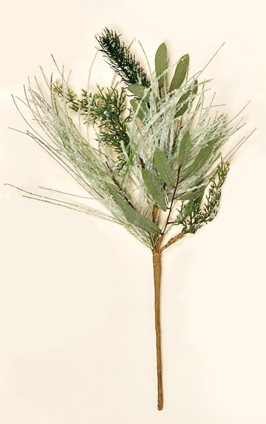 18" Frosted Mixed Long Needle Pine Spray