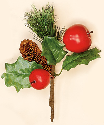 9" Apple/Cone/Pine & Leaf Pick