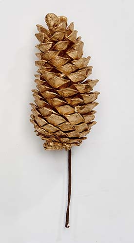 6" Long Pine Cone, Gold
