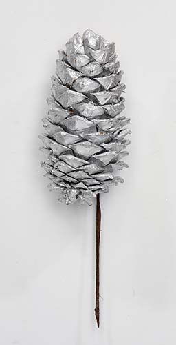 6" Long Pine Cone, Silver