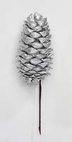 6" Long Pine Cone, Silver