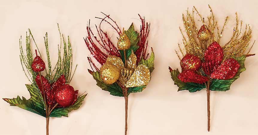 13" Glittered Apple & Pear Small Bush