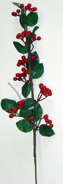 228" Red Berry &  Leaf Spray- CLOSE OUT