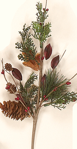 15" Pine Spray w/ Berries & Pods
