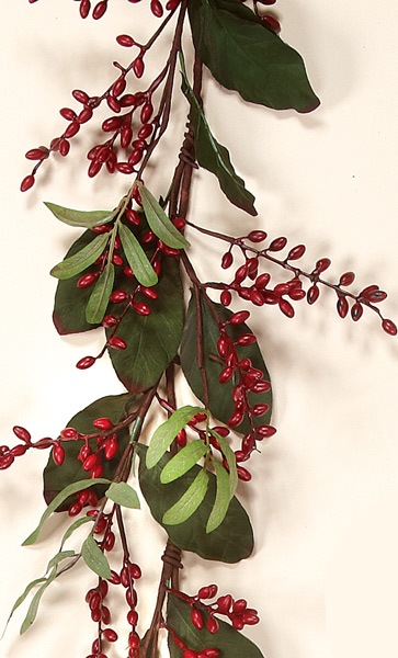 5' Laurel Leaf & Berry Garland