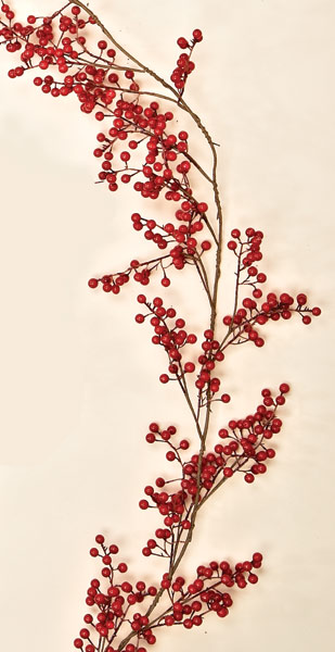 5' Weatherproof Berry Garland, Red