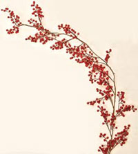 5' Weatherproof Berry Garland, Red